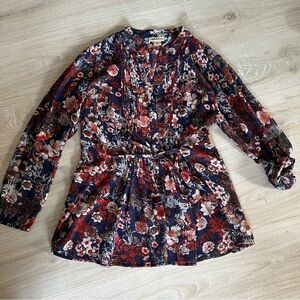 Floral Pintuck Pleated Chiffon Blouse XLP Petite